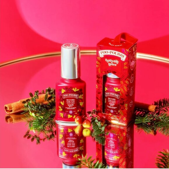 Before-You-Go 2oz Toilet Spray Hollyday Spice Cranberry Cinnamon Balsam Fir 1ct - Picture 2 of 3